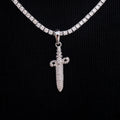 Iced Knife Pendant in White Gold