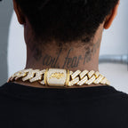 Diamond Prong Link Chain in Yellow Gold - 25mm
