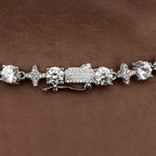 Round Stone Star Tennis Chain in White Gold - 8mm