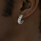 Huggie Diamond Prong Hoop Earrings in White Gold