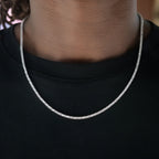 Men's Moissanite Diamond Tennis Chain in White Gold Vermeil - 2mm