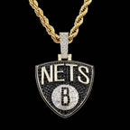Brooklyn Nets Official NBA Logo Pendant in Yellow Gold