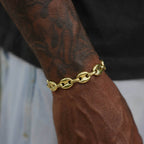 Puffed Mariner Chain Bracelet in Yellow Gold - 12mm