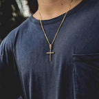 Iced Nail Cross in Yellow Gold
