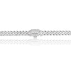 Micro Diamond Prong Cuban Chain in White Gold - 6mm