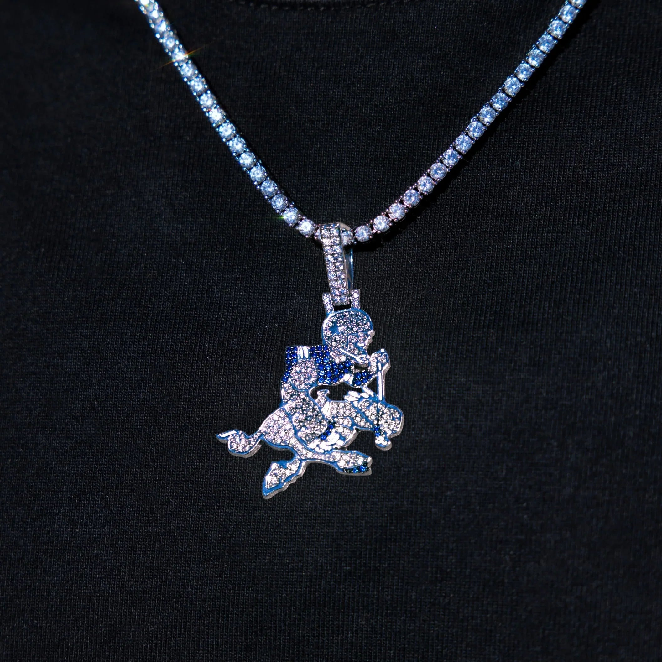 Dallas Cowboys Official NFL Vintage Logo Pendant in White Gold