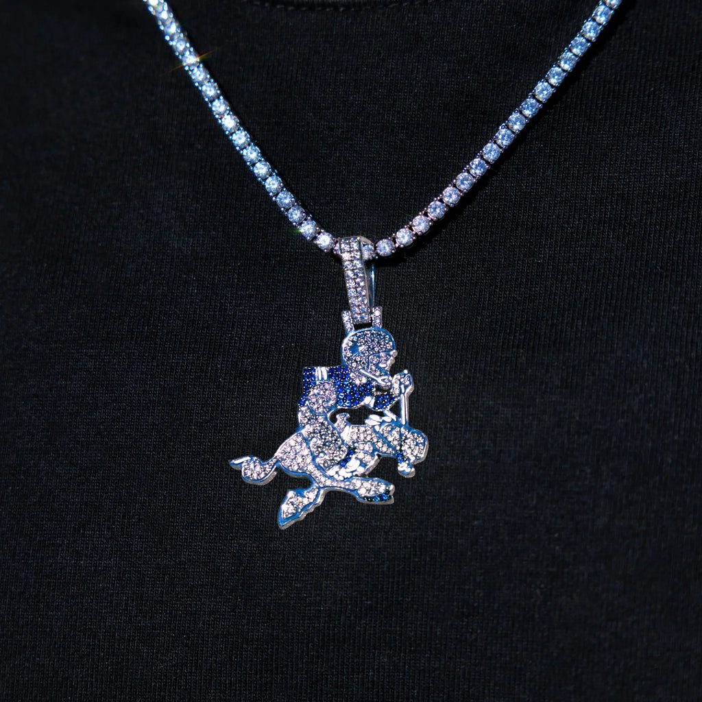 Dallas Cowboys Official NFL Vintage Logo Pendant in White Gold