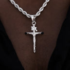 Large Crucifix Cross Pendant in White Gold