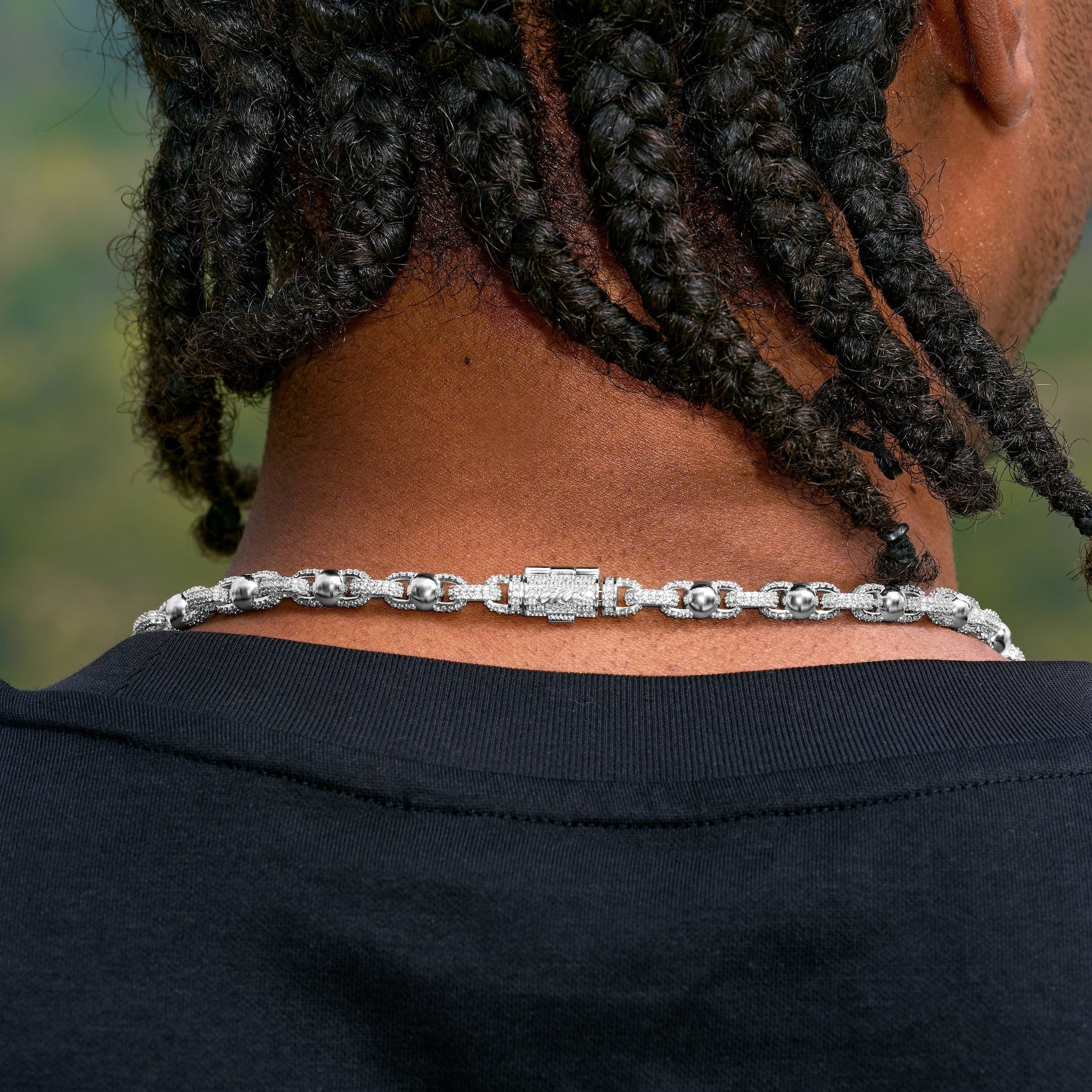 Iced Plain Ball Chain Necklace in White Gold - 6mm
