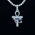 Large Diamond Eye of Horus Ankh Pendant in White Gold