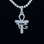 Large Diamond Eye of Horus Ankh Pendant in White Gold