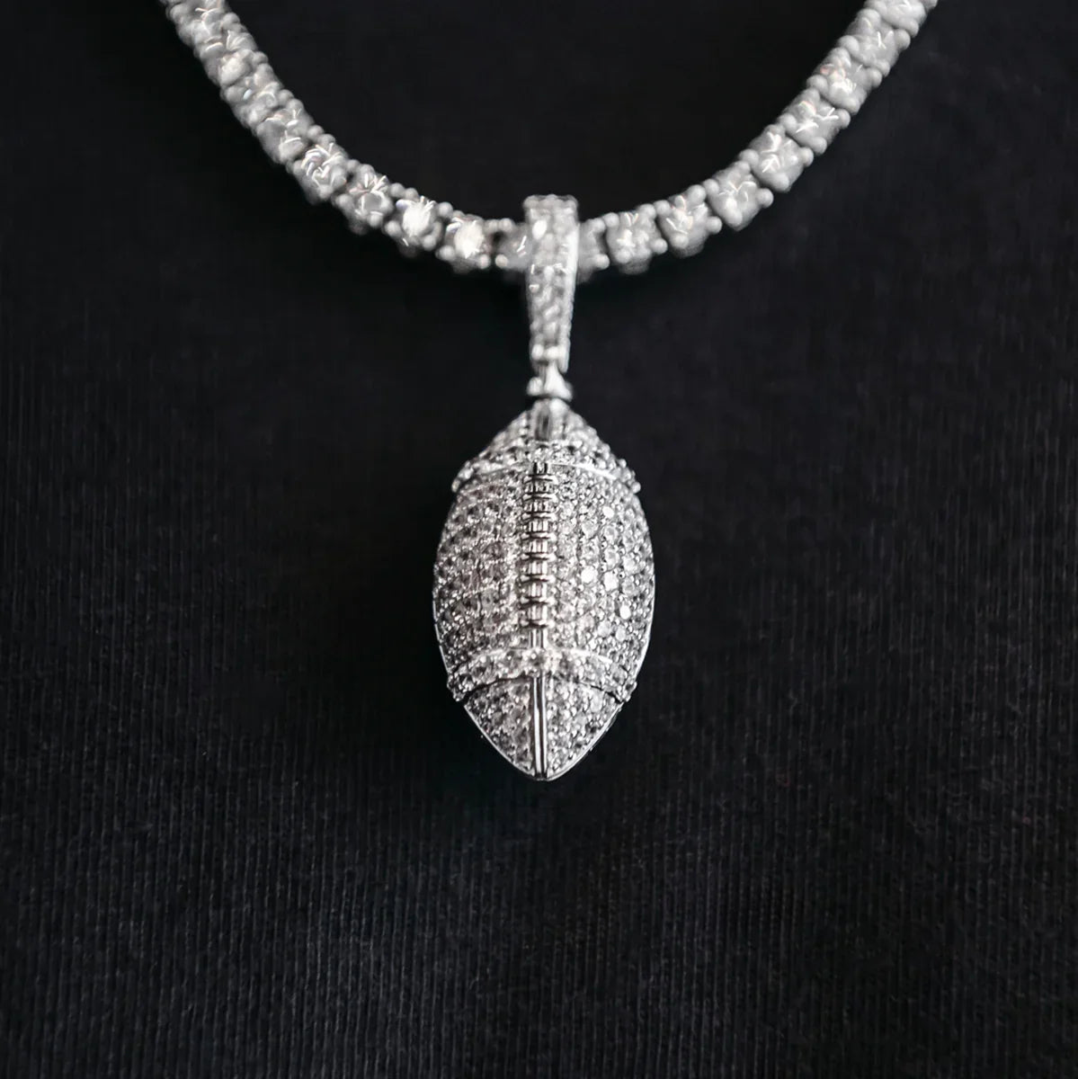 Iced Football Pendant in White Gold