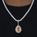 Iced Teardrop Rock Pendant in White Gold
