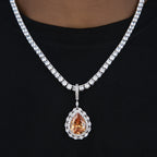 Iced Teardrop Rock Pendant in White Gold