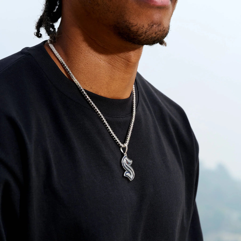 Seattle Kraken Official NHL Logo Pendant in White Gold