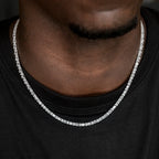 Diamond Mixed Oval Cut Tennis Chain in White Gold - 3mm