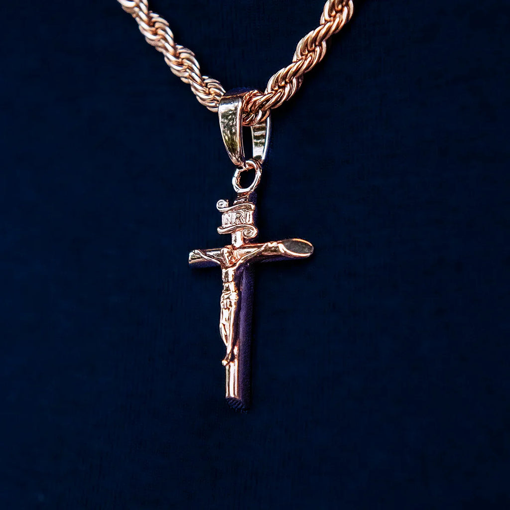 Crucifix Cross Pendant in Rose Gold