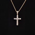 Micro Diamond Cross Pendant + 2MM Rope Chain Bundle in Yellow Gold
