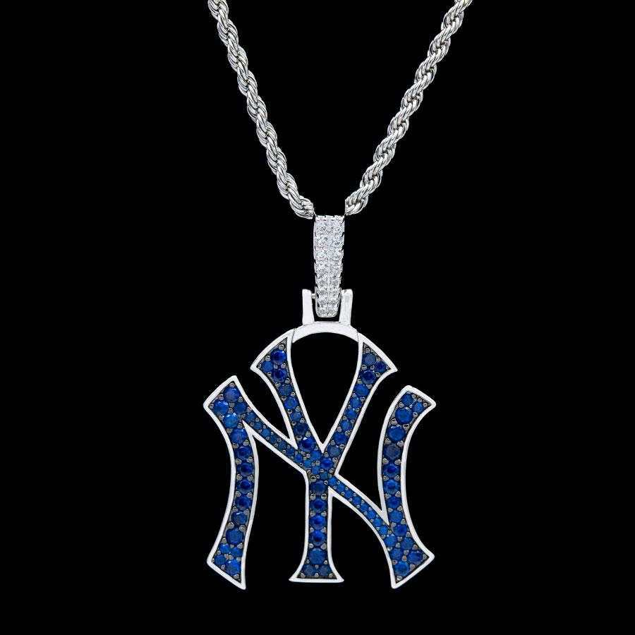 New York Yankees Official MLB Logo Pendant in White Gold