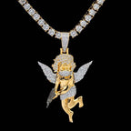 Masked Angel Pendant in Yellow Gold