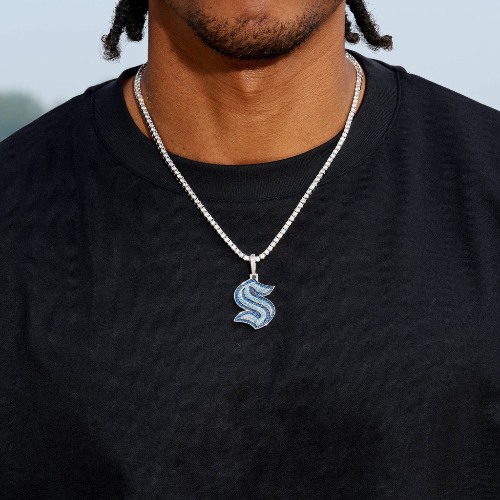 Seattle Kraken Official NHL Logo Pendant in White Gold