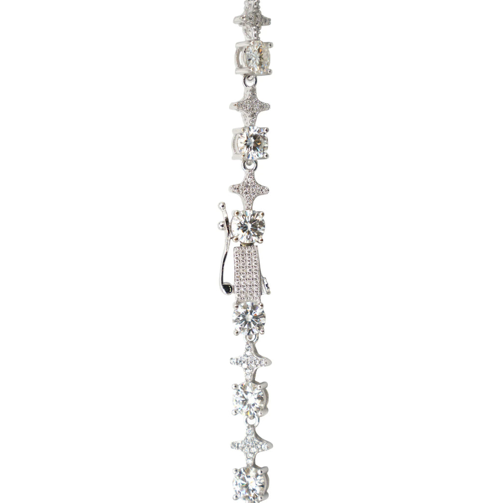 Moissanite Round Stone Star Tennis Chain in Sterling Silver