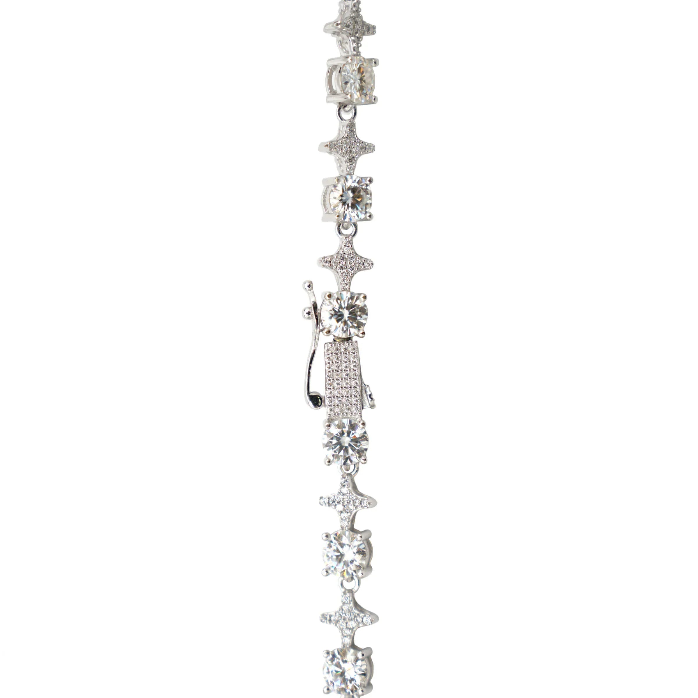 Moissanite Round Stone Star Tennis Chain in Sterling Silver