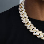 Diamond Prong Link Chain in Yellow Gold - 25mm