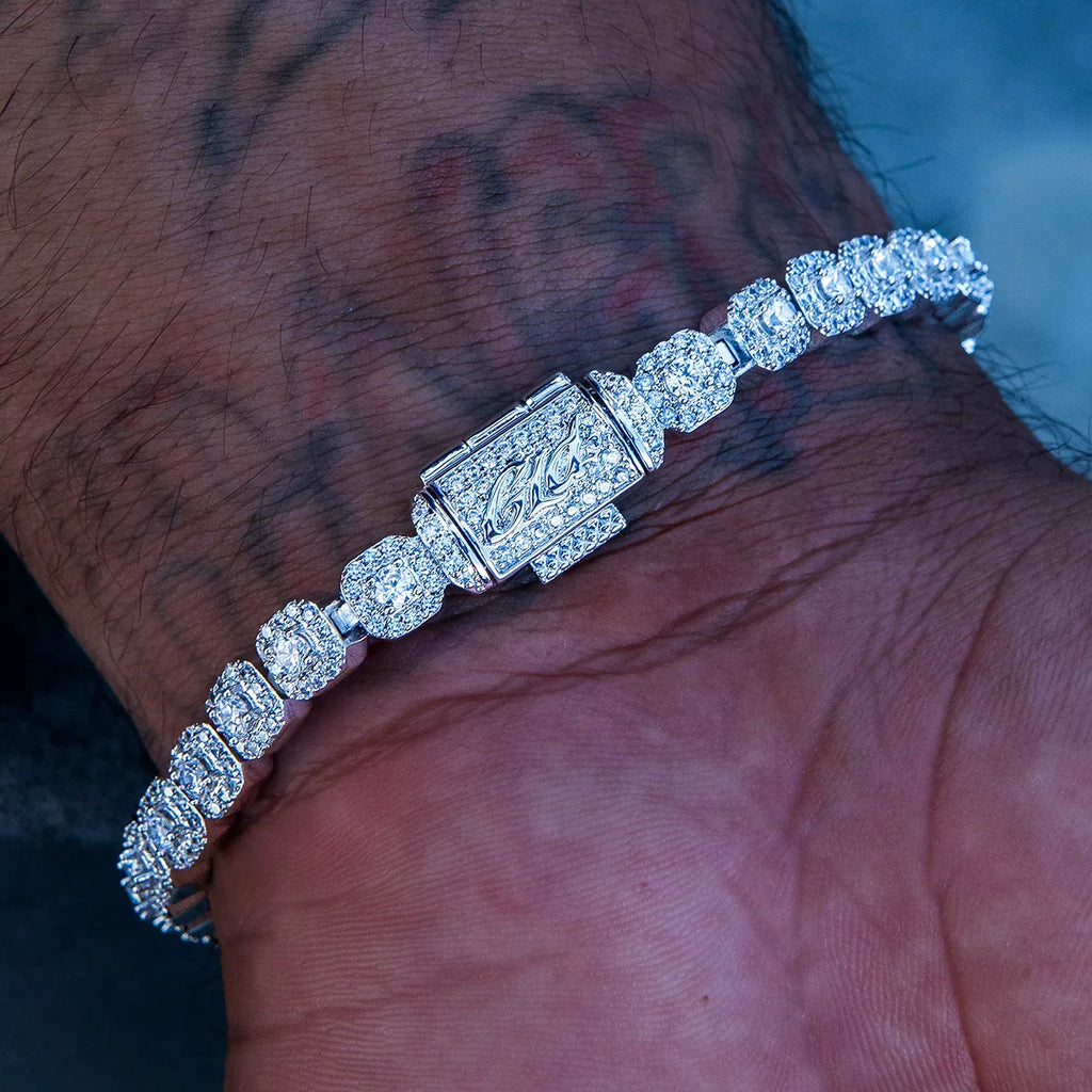Clustered Moissanite Tennis Bracelet in Sterling Silver - 6MM