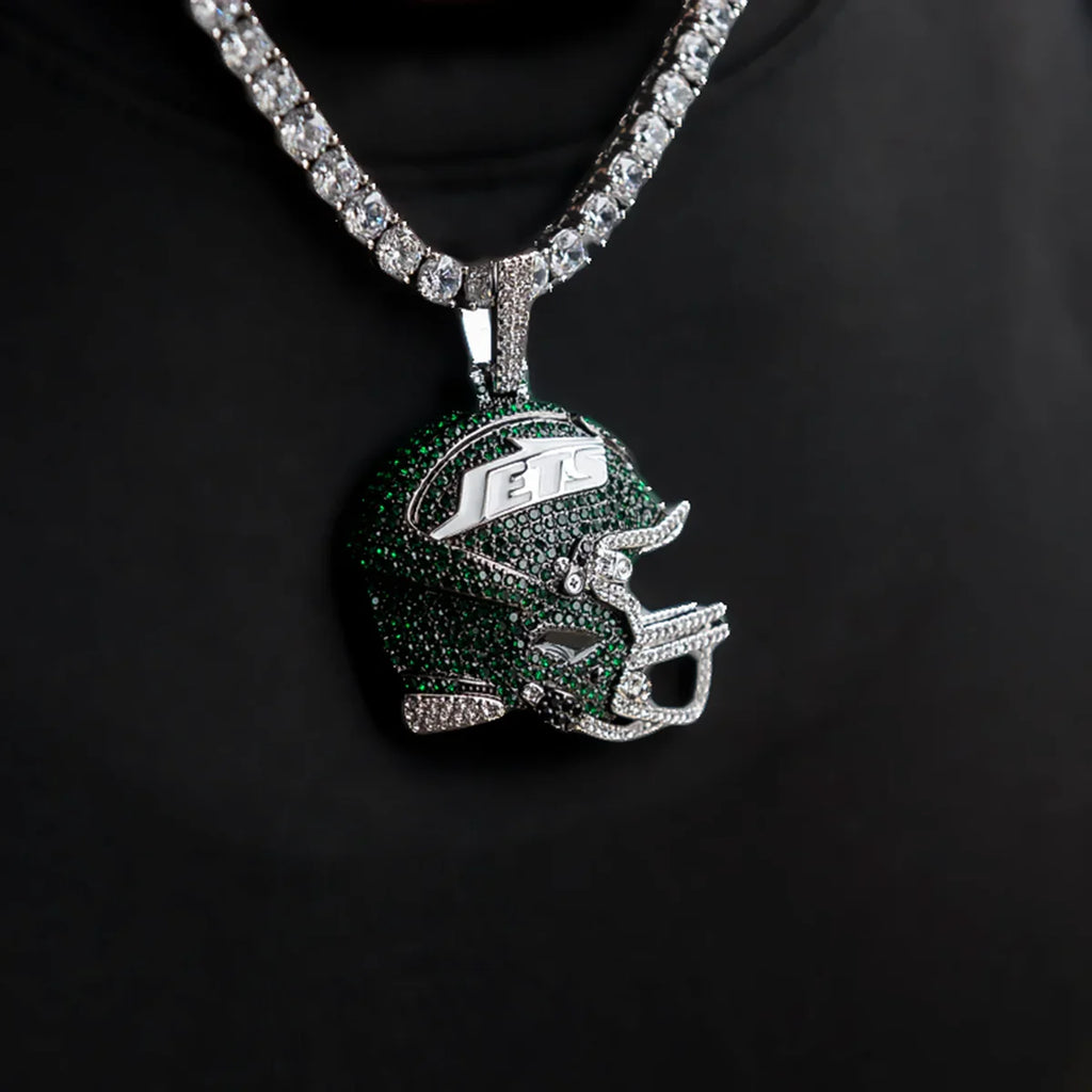 2025 New York Jets Team Helmet Pendant - White Gold