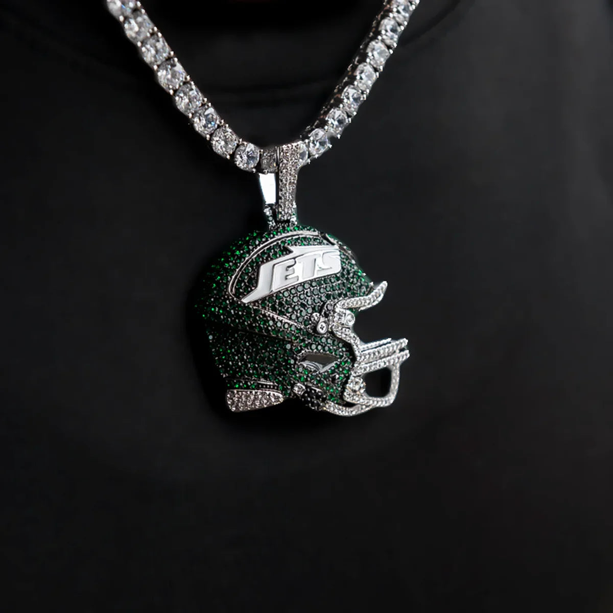 2025 New York Jets Team Helmet Pendant - White Gold