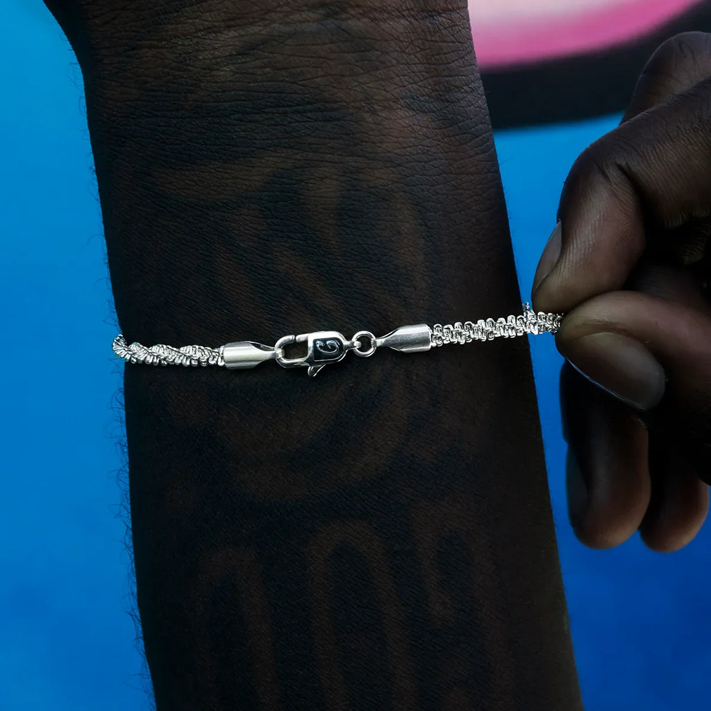 Popcorn Bracelet in White Gold- 4mm