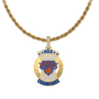 Moissanite New York Knicks Official NBA 2026 Championship Pendant in Yellow Gold Vermeil