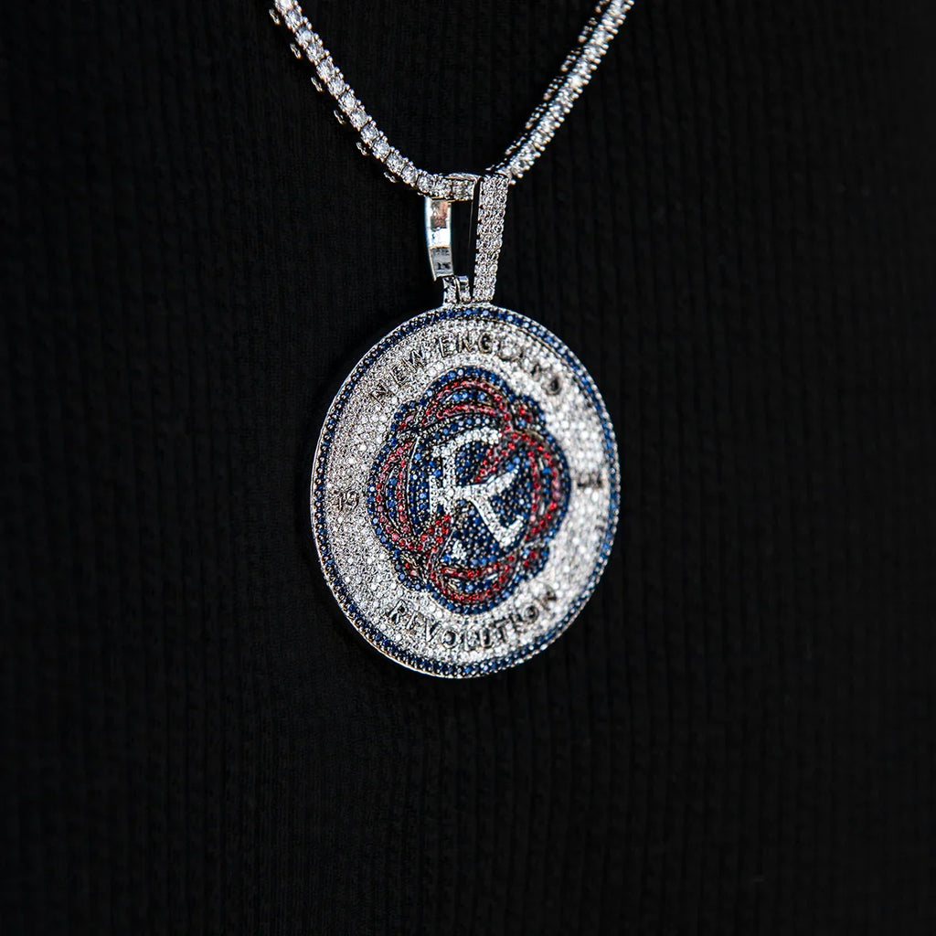 New England Revolution Official MLS Logo Pendant in White Gold