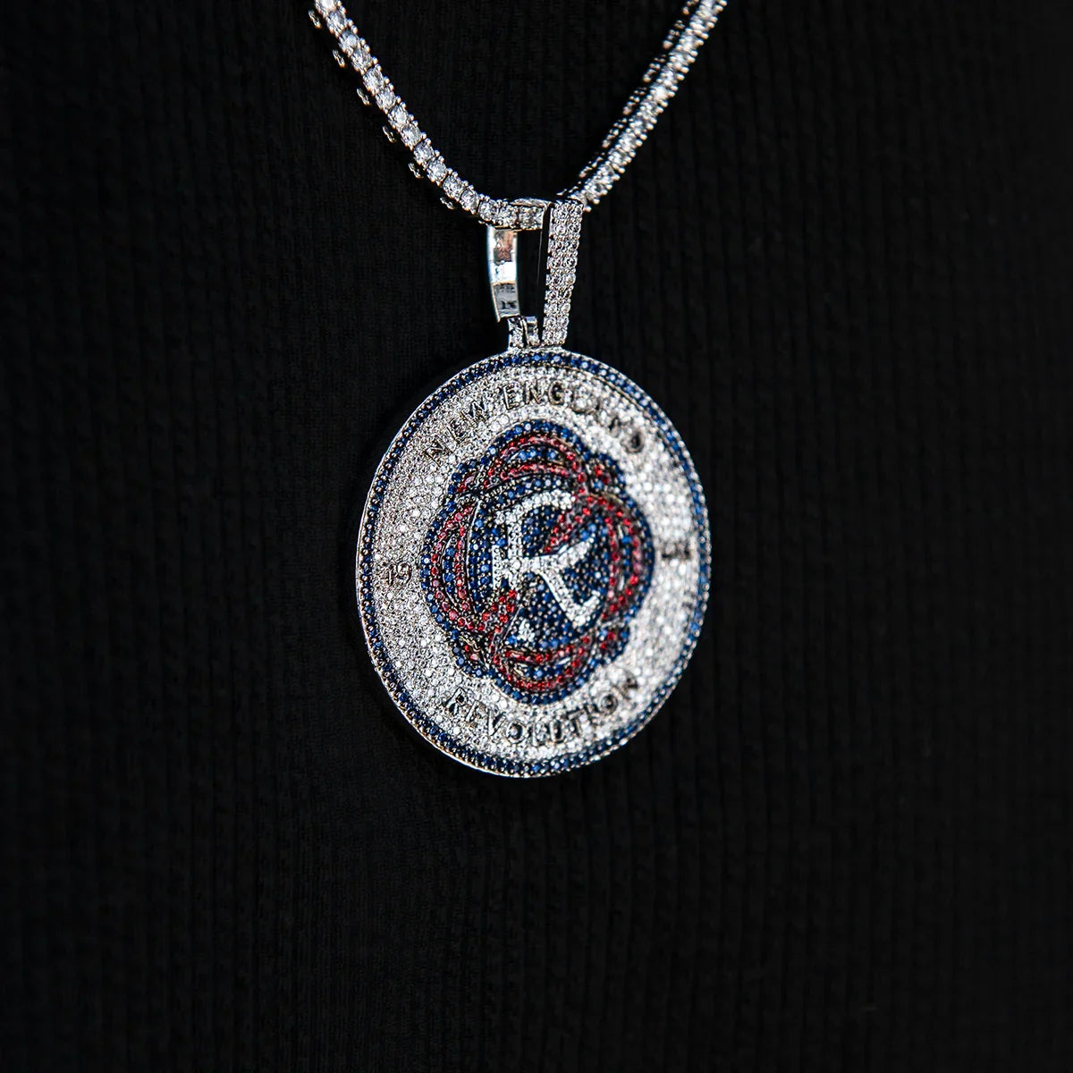 New England Revolution Official MLS Logo Pendant in White Gold