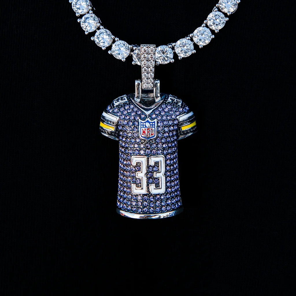 Aaron Jones Minnesota Vikings Purple #33 Jersey Pendant - White Gold