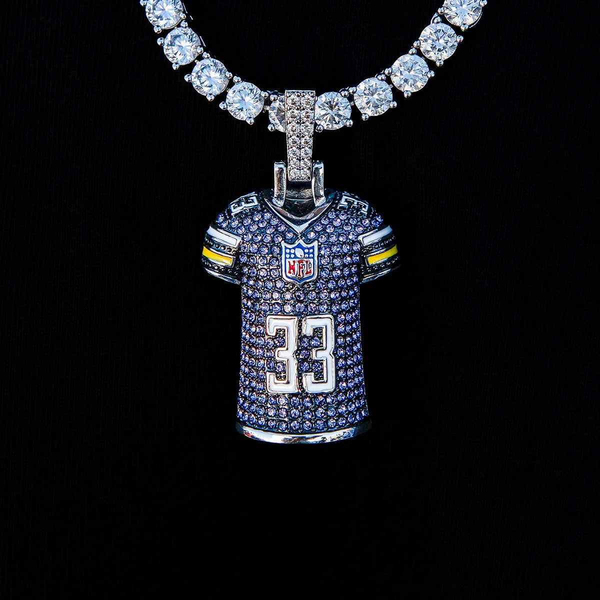 Aaron Jones Minnesota Vikings Purple #33 Jersey Pendant - White Gold
