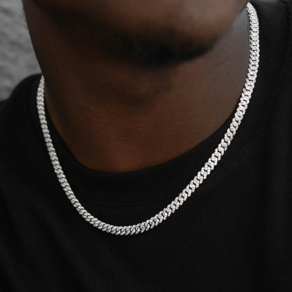 Micro Diamond Prong Chain + Bracelet Bundle in White Gold - 6mm