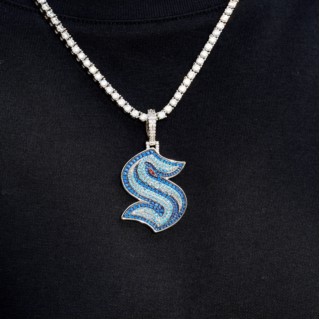 Seattle Kraken Official NHL Logo Pendant in White Gold