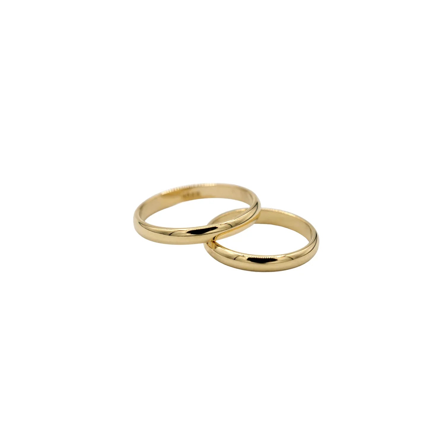 High Polish Rounded Band Ring in Solid Gold - 2mm