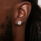 7mm Round Cut Diamond Stud Earrings in White Gold