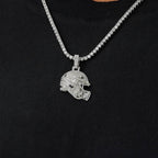 Iced Football Helmet Pendant in White Gold