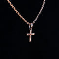 Micro Simple Cross Pendant + 2MM Rope Chain Bundle in Rose Gold
