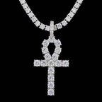 Iced Ankh Cross Pendant in White Gold