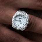 Diamond Watch Ring in White Gold Vermeil