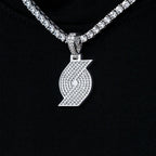 Portland Trail Blazers Official NBA Micro Logo Pendant in White Gold