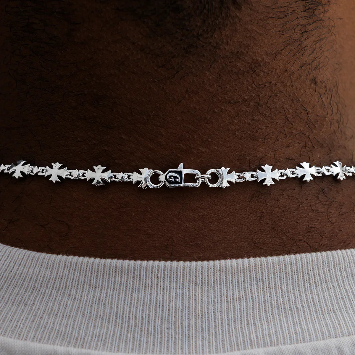 Flared Cross Chain in White Gold- 5mm