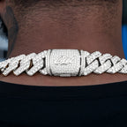 Dallas Mavericks Official NBA Diamond Prong Cuban Chain in White Gold- 25mm