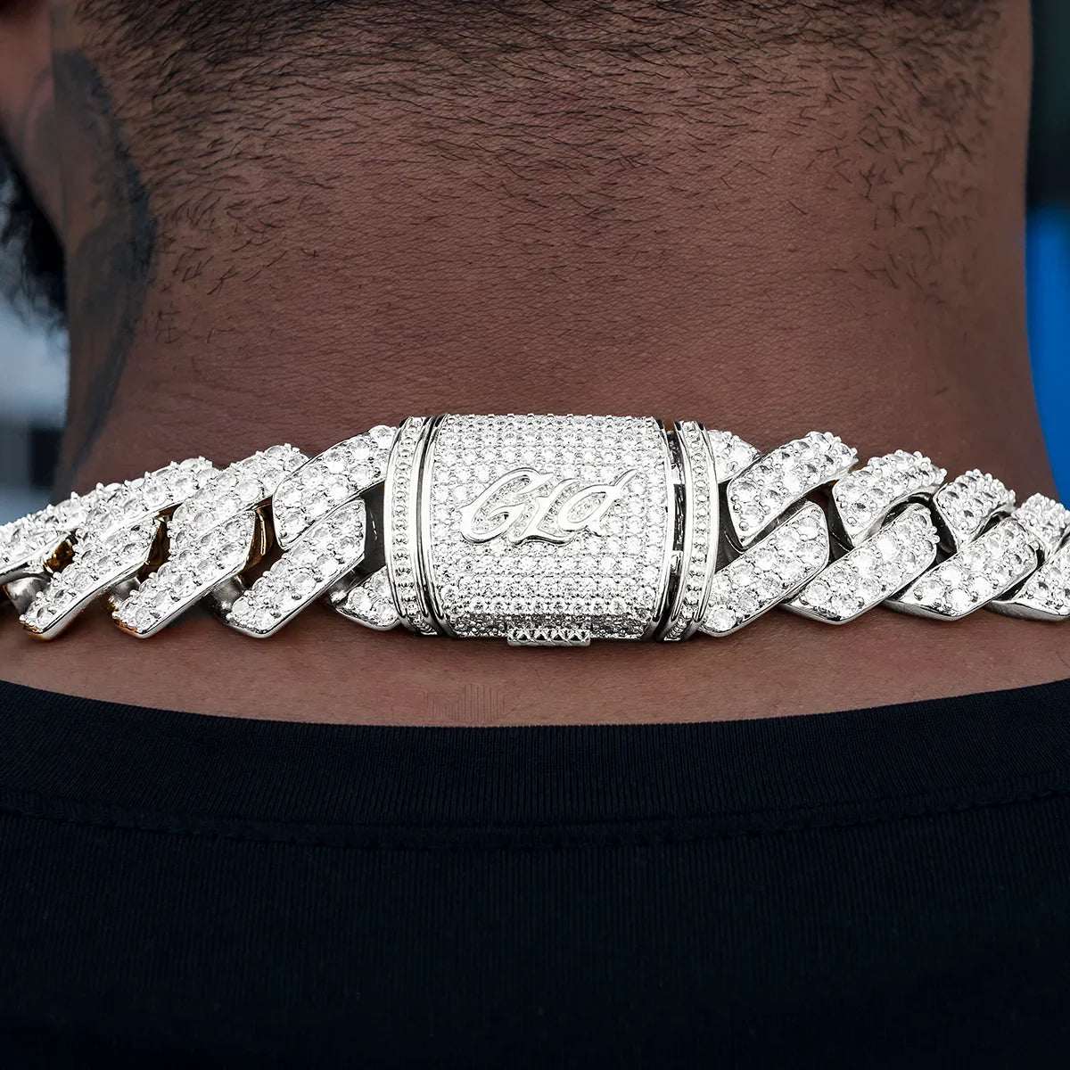 Dallas Mavericks Official NBA Diamond Prong Cuban Chain in White Gold- 25mm