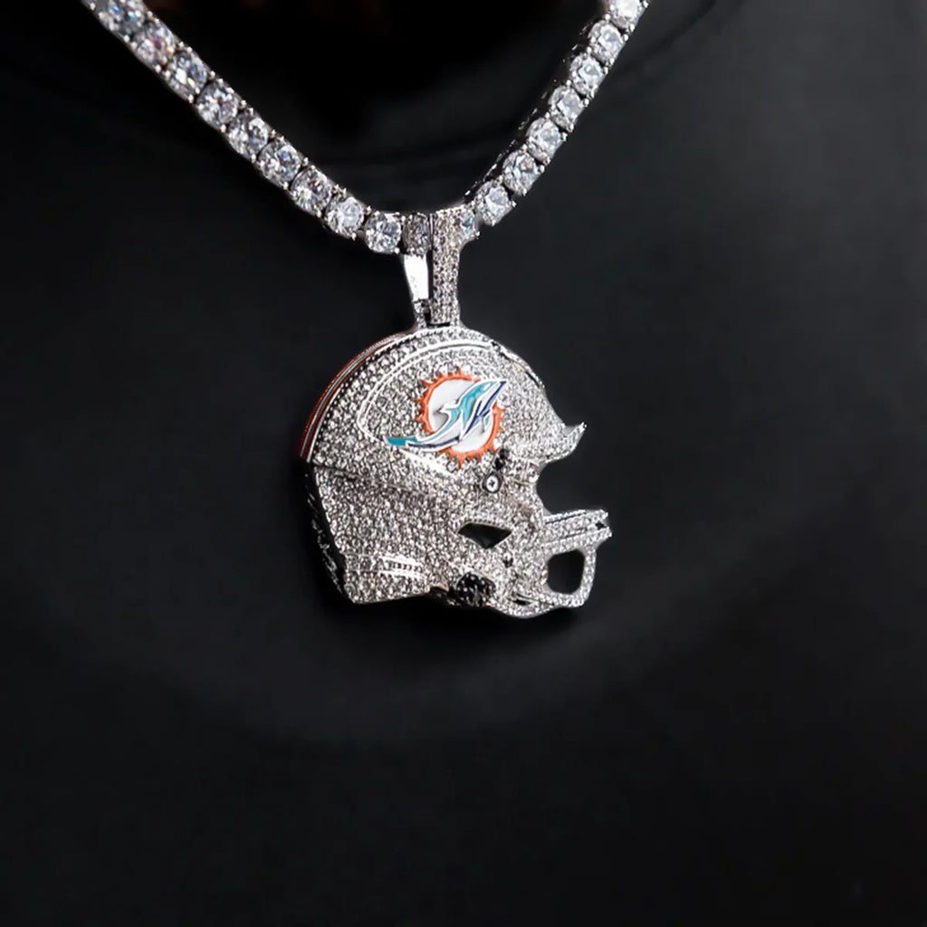 2025 Miami Dolphins Team Helmet Pendant  - White Gold